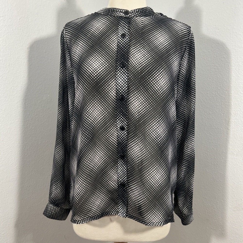Liz Jordan Shirt Womens‎ Medium Sheer Button Up Blouse Career Business Casual